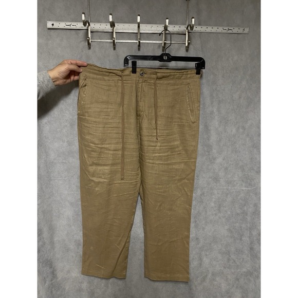 Tasso Elba Pants Men 38X29 Beige Linen Island‎ Drawstrings Beach Summer Casual - Picture 1 of 10